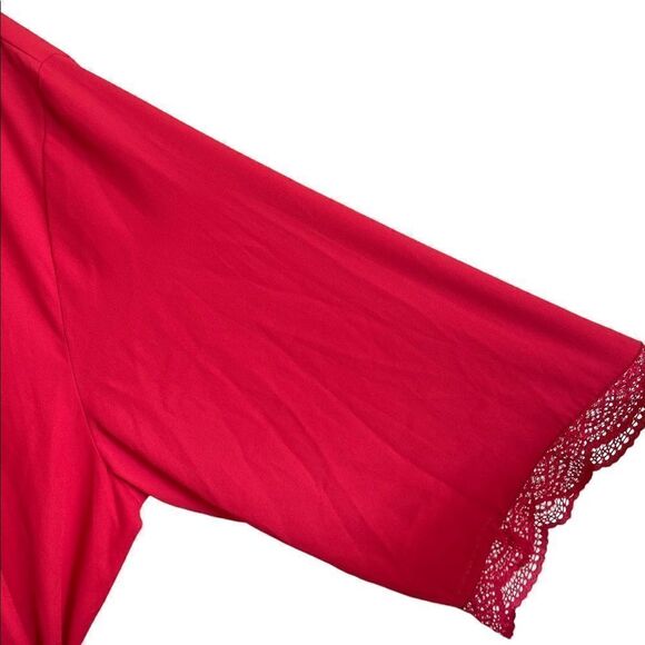 INC International Concepts Red Lace Trim Short Robe Size 3X - Picture 4 of 8